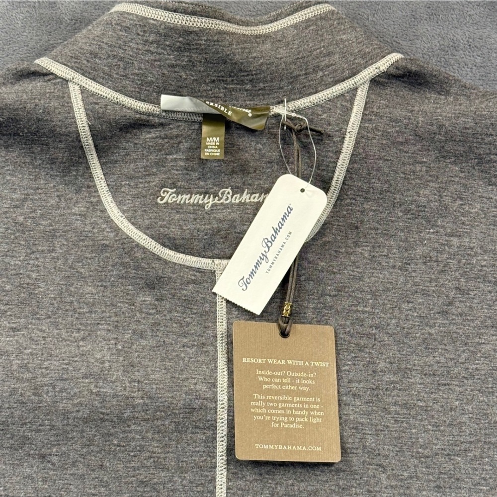 Tommy Bahama Marled Flip Side Reversible 1/4 Zip Dress Silver Streak Heather M - Picture 15 of 15